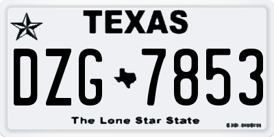 TX license plate DZG7853