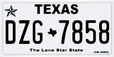 TX license plate DZG7858