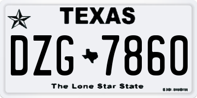 TX license plate DZG7860