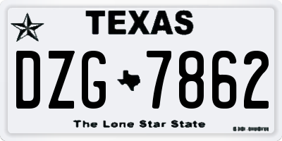 TX license plate DZG7862