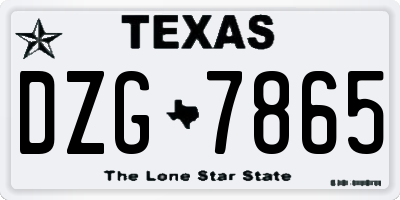 TX license plate DZG7865