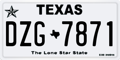 TX license plate DZG7871