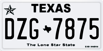TX license plate DZG7875