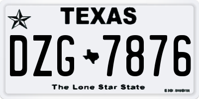 TX license plate DZG7876