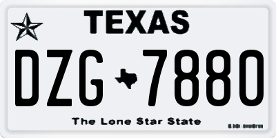 TX license plate DZG7880