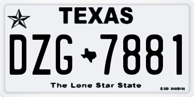 TX license plate DZG7881