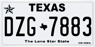 TX license plate DZG7883