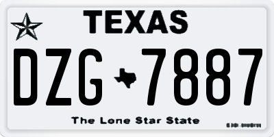TX license plate DZG7887