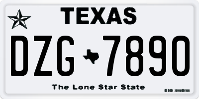 TX license plate DZG7890