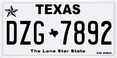 TX license plate DZG7892