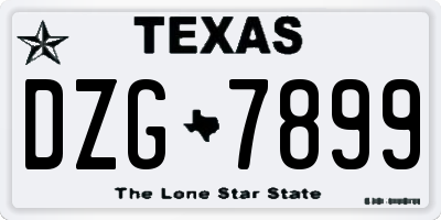 TX license plate DZG7899