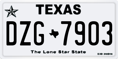 TX license plate DZG7903
