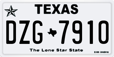 TX license plate DZG7910