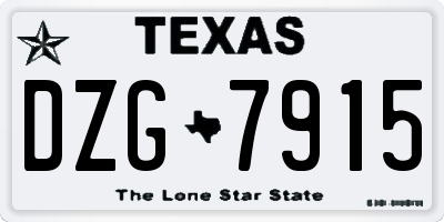 TX license plate DZG7915