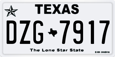 TX license plate DZG7917