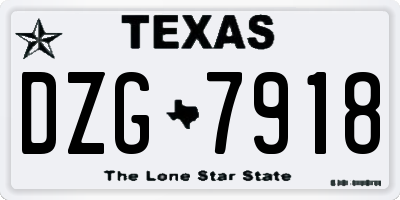 TX license plate DZG7918