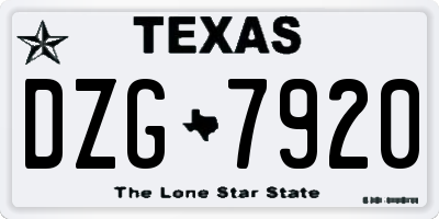 TX license plate DZG7920