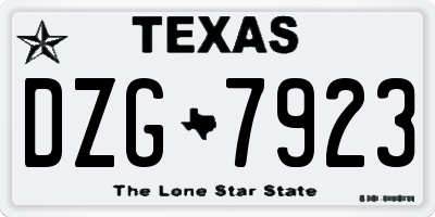 TX license plate DZG7923