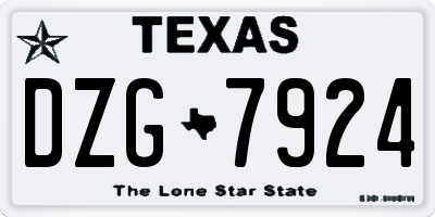 TX license plate DZG7924