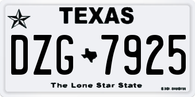TX license plate DZG7925