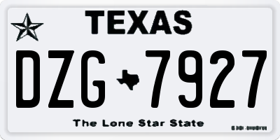 TX license plate DZG7927