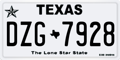 TX license plate DZG7928