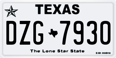 TX license plate DZG7930