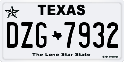 TX license plate DZG7932