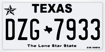 TX license plate DZG7933
