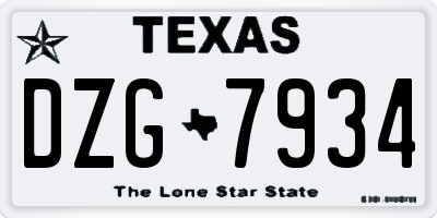TX license plate DZG7934