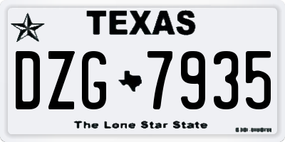 TX license plate DZG7935