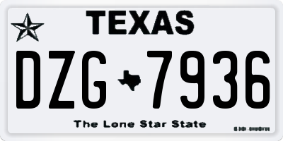 TX license plate DZG7936