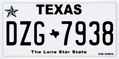 TX license plate DZG7938