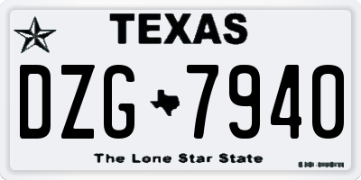 TX license plate DZG7940
