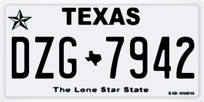 TX license plate DZG7942