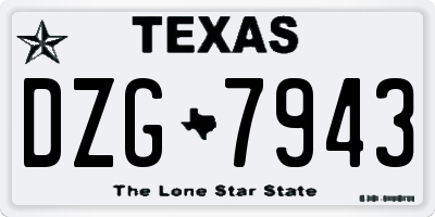 TX license plate DZG7943