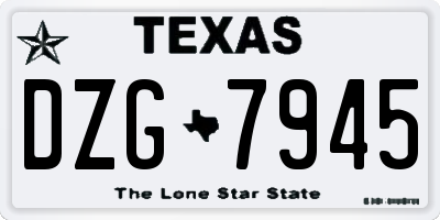 TX license plate DZG7945