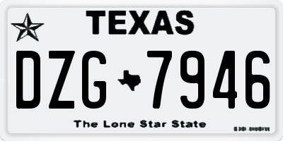 TX license plate DZG7946