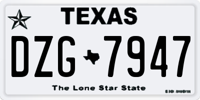 TX license plate DZG7947