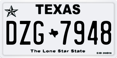 TX license plate DZG7948