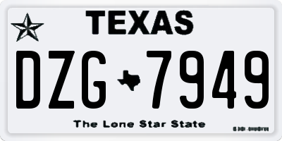 TX license plate DZG7949