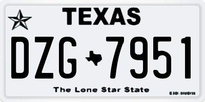 TX license plate DZG7951