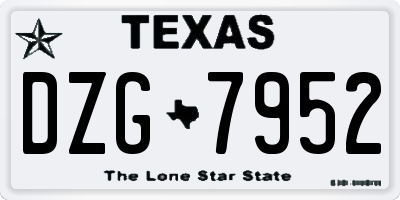 TX license plate DZG7952
