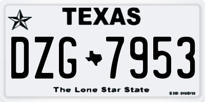 TX license plate DZG7953