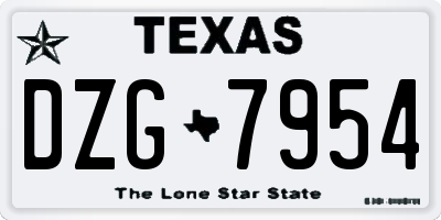 TX license plate DZG7954