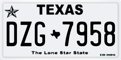 TX license plate DZG7958