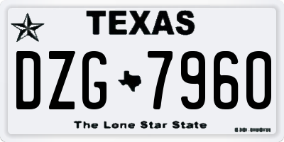 TX license plate DZG7960