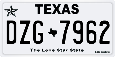 TX license plate DZG7962