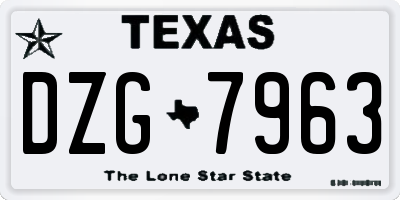 TX license plate DZG7963