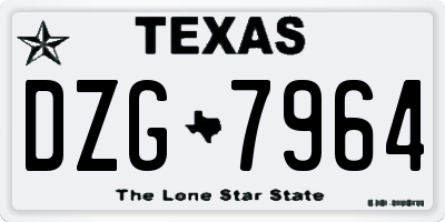 TX license plate DZG7964
